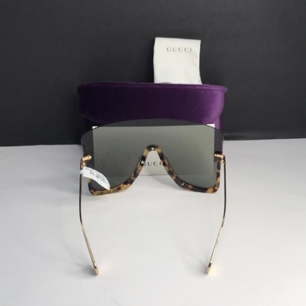 Authentic Gucci GG0540S 002 Havana Grey Shield Sunglasses – New 🔥 - Picture 9 of 11
